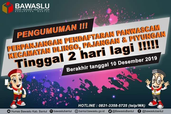Bawaslu Bantul perpanjang waktu pendaftaran anggota Panwascam. IDN Times/Istimewa