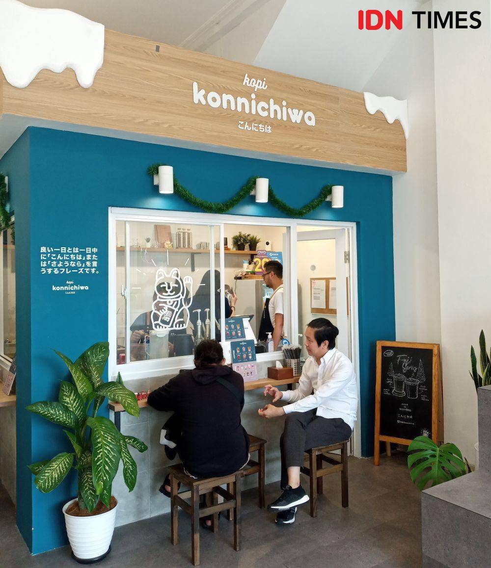 Kopi Konnichiwa Ruko Golf Island No 19 Jl. Pantai Indah Kapuk, Jakarta Utara. IDN Times/Dhiya Awlia.A