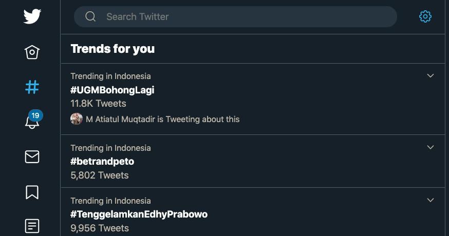 Tagar #UGMBohongLagi Jadi Trending di Twitter