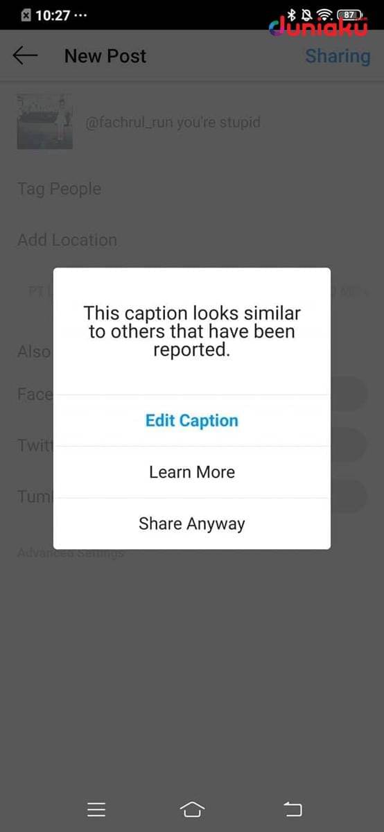 Peringatan komentar bully di Instagram. duniaku.com/Adhitya Daniel