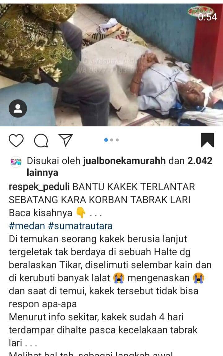 Opung Panggabean telantar di halte (Instagram/@respek_peduli)