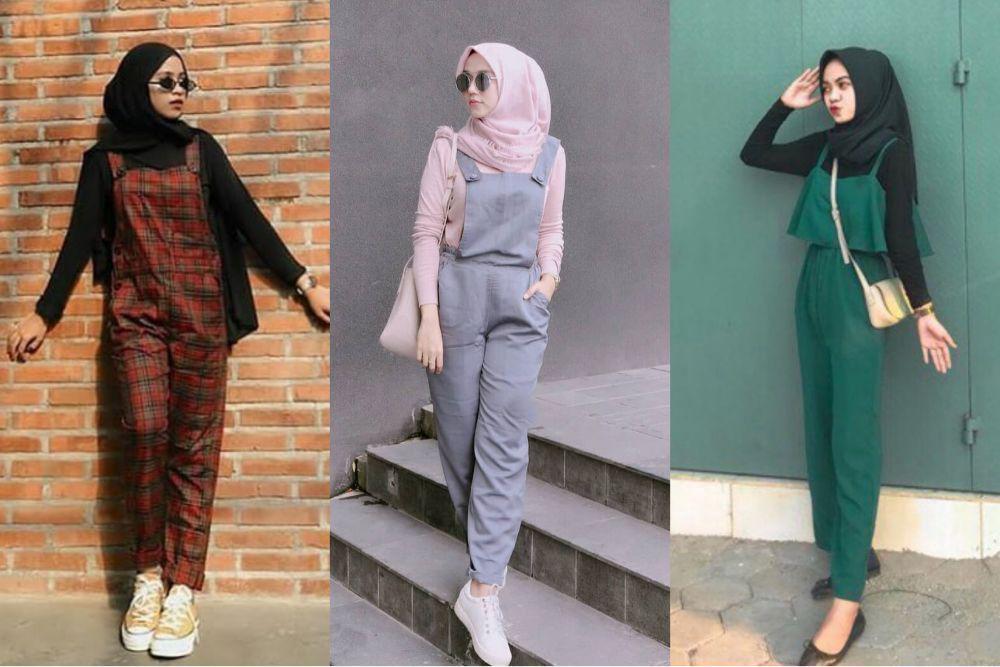 10 Ide OOTD Hijab nan Stylish dengan Jumpsuit, Gak Pakai Ribet!