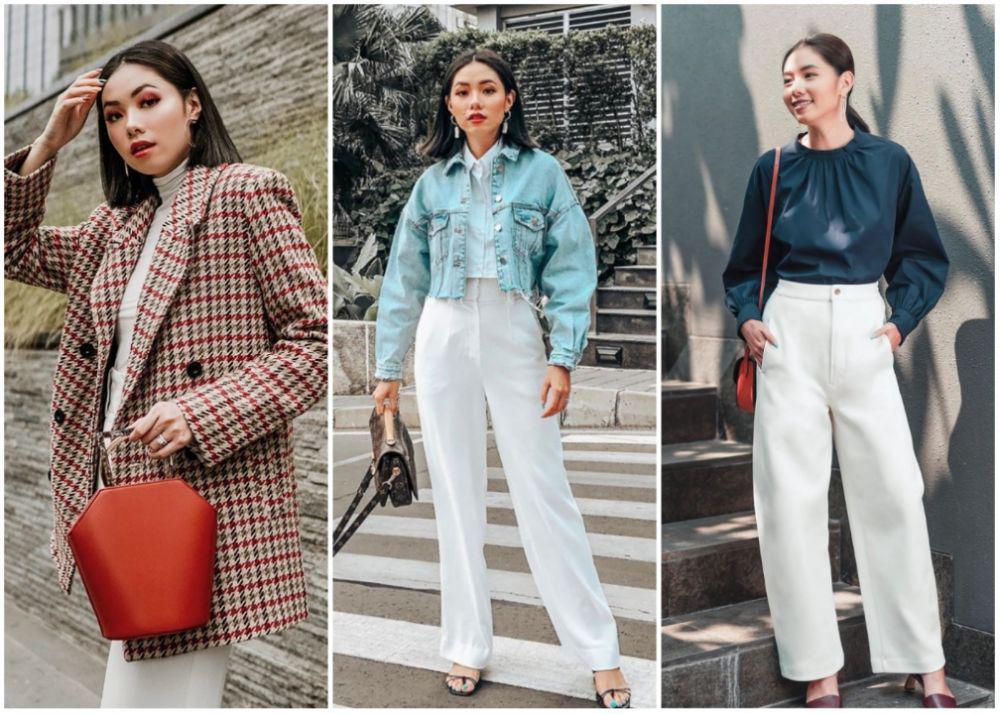 10 Ide Mix & Match dengan Celana Putih ala Selebgram Olivia Lazuardy