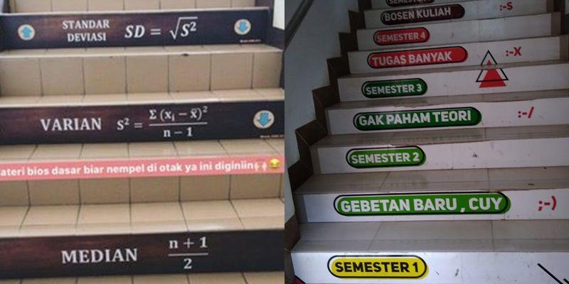 10 Tulisan Unik di Tangga yang Bikin Kamu Gak Capek Naik Turun, Keren!
