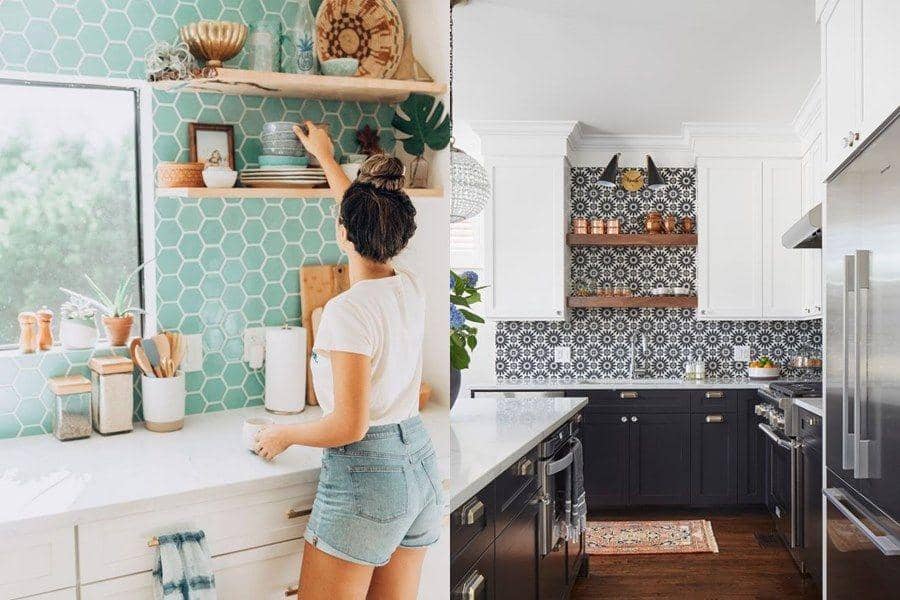 10 Desain Dapur dengan Keramik Motif, Area Masak Jadi Lebih Estetis!