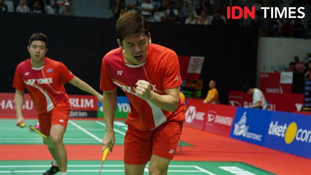 Pasangan Korea Selatan, Kim Gi-jung/Lee Yong-dae amankan tiket ke babak utama Indonesia Masters 2020 (IDN Times/Reynaldy Wiranata)
