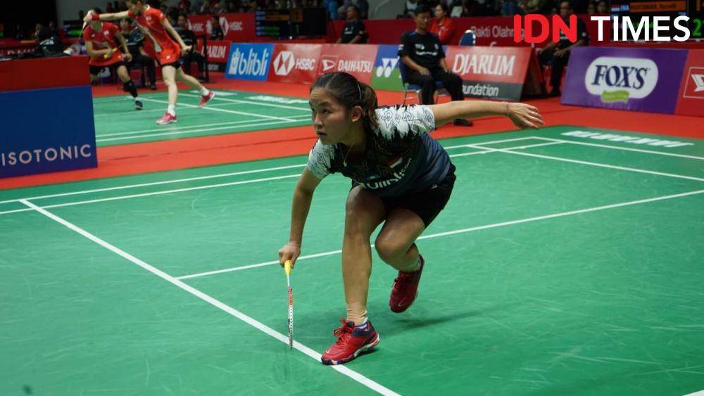 Aksi Ruselli Hartawan di babak pertama Indonesia Masters 2020 (IDN Times/Kevin Handoko)