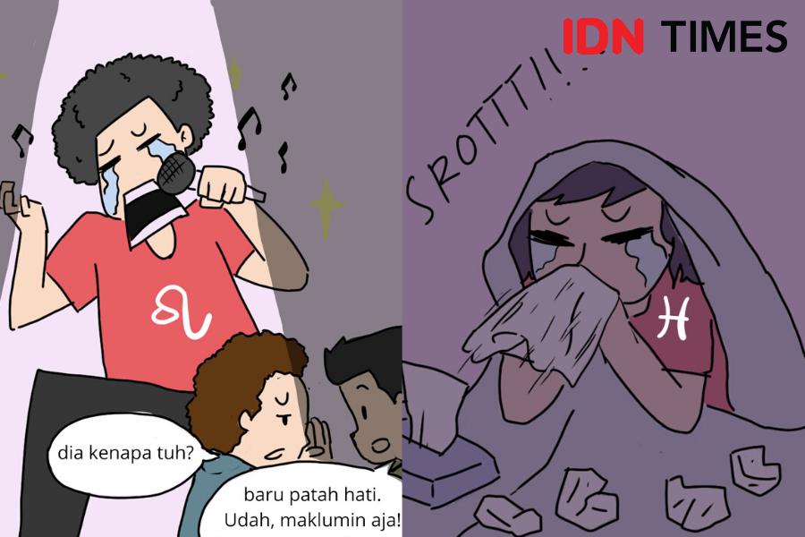 Ilustrasi 12 Zodiak Kalau Patah Hati, Siapa Paling Ngenes?