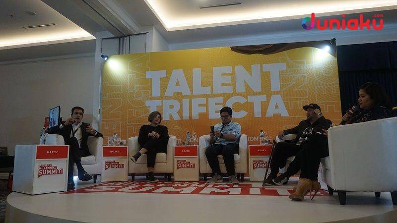 Pembahasan pitching dari produser dan sutradara film di Talent Trifecta Indonesia Millenial Summit 2020. duniaku.com/Adhitya Daniel
