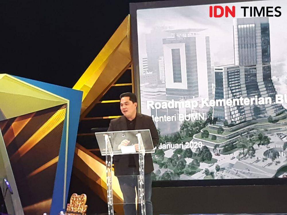 Erick Thohir menyampaikan kuliah umum di studio Metro TV (IDN Times/Auriga Agustina)