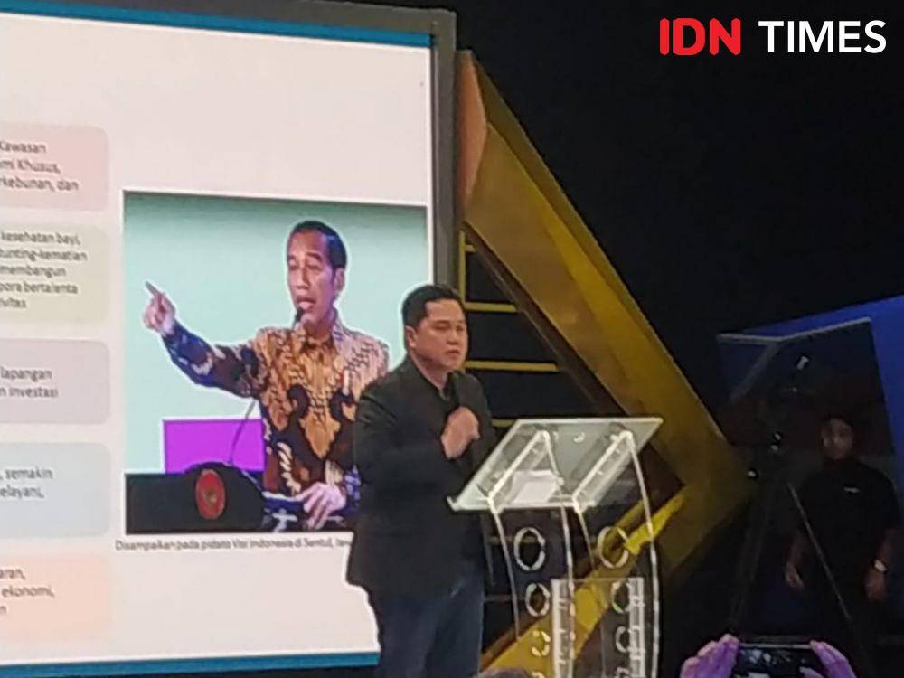 Erick Thohir menyampaikan kuliah umum di studio Metro TV (IDN Times/Auriga Agustina)