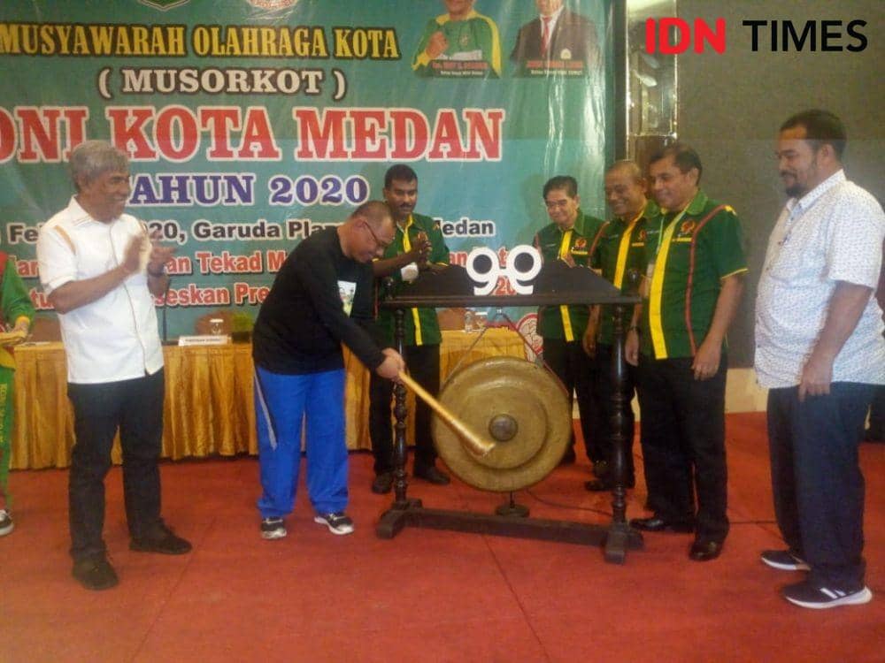 Plt Wali Kota Medan Akhyar Nasution saat menghadiri Musorkot KONi Medan (IDN Times/Hasudungan)