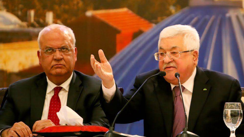 Presiden Palestina, Mahmoud Abbas berpidato terkait rencana Trump di Timur Tengah (Raneen Sawafta/Reuters. Aljazeera.com)