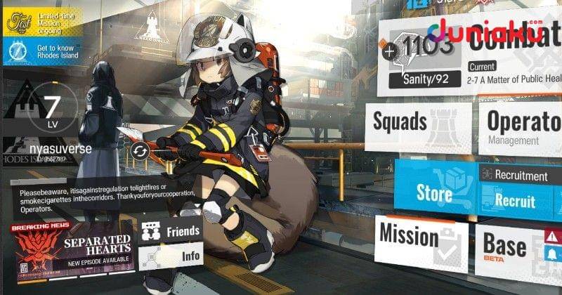 Menu Utama Arknights dan Shaw. duniaku.com/Adhitya Daniel