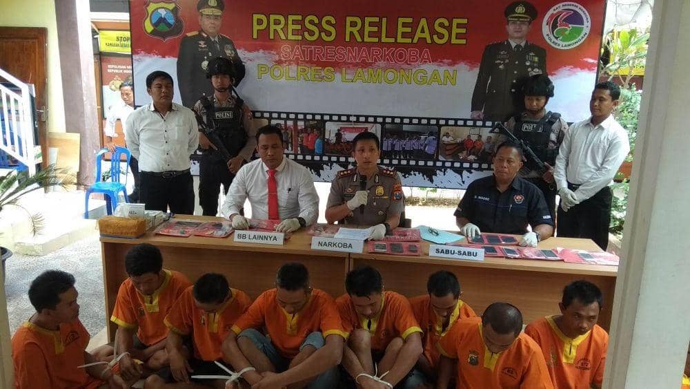 Kapolres Lamongan AKBP Harun saat menggelar rilis ungkap kasus narkoba. IDN Times/Imron