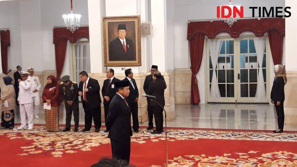 Pelantikan Kepala Bakamla Aan Kurnia di Istana Negara, Jakarta Pusat, Rabu 12 Februari 2020 (IDN Times/Teatrika Handiko Putri)