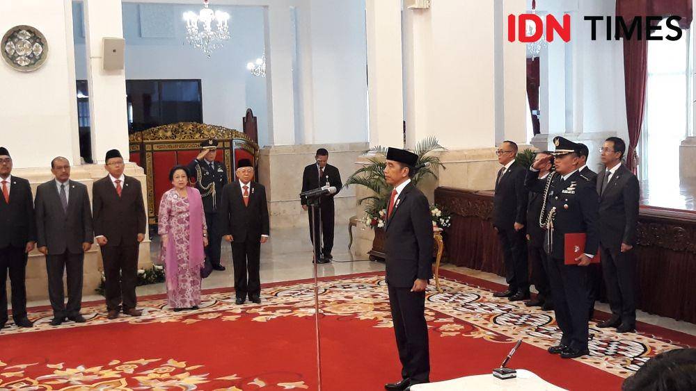 Pelantikan Kepala Bakamla Aan Kurnia di Istana Negara, Jakarta Pusat, Rabu 12 Februari 2020 (IDN Times/Teatrika Handiko Putri)