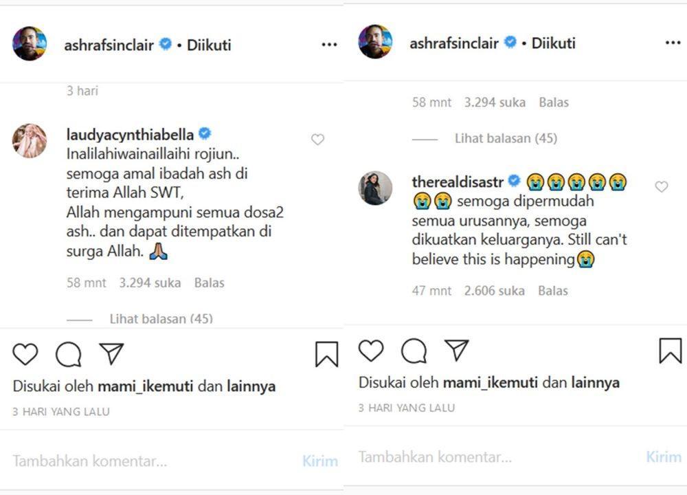 12 Ucapan Duka Cita untuk Mendiang Ashraf Sinclair dari Rekan Artis