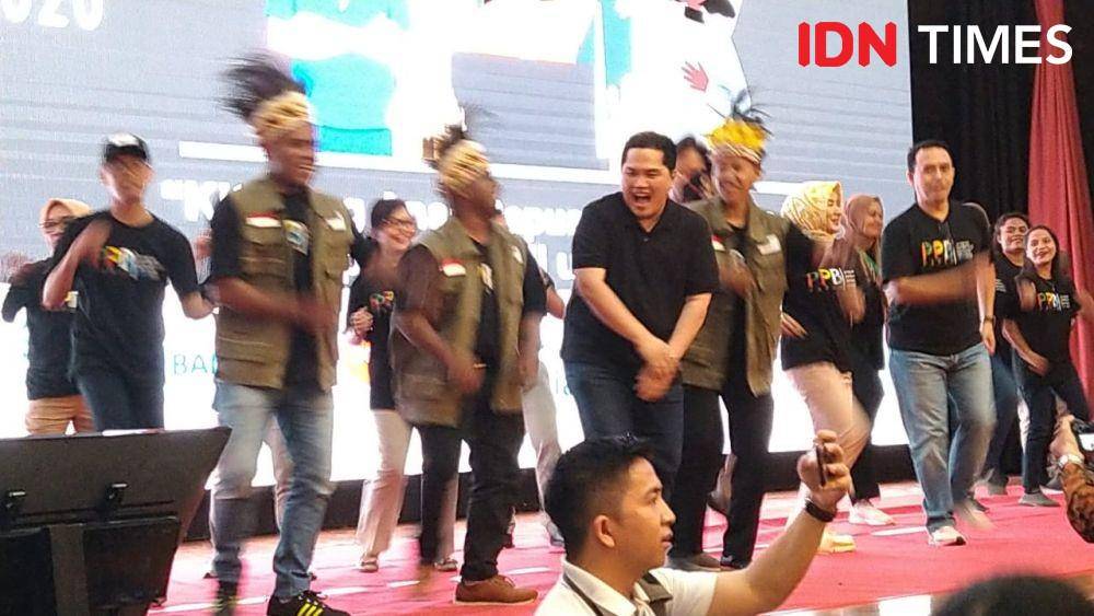 Menteri BUMN Erick Thohir dalam acara FHCI di Kantor Pusat Pertamina (IDN Times/Shemi)