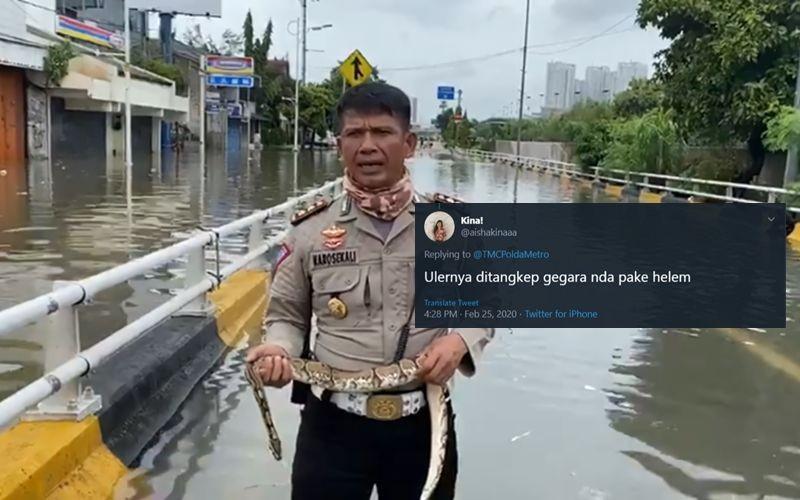 Heboh Polisi Laporkan Banjir Bawa Ular, Ini 10 Reaksi Kocak Netizen