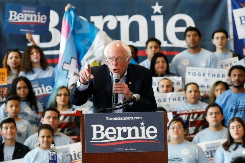 Calon presiden AS dari Partai Demokrat Senator Bernie Sanders berbicara pada kampanye di Las Vegas, Nevada, Amerika Serikat, pada 15 Februari 2020. ANTARA FOTO/REUTERS/Shannon Stapleton