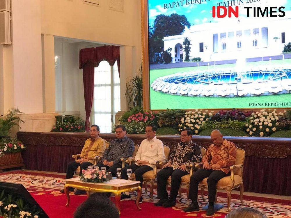 Presiden Jokowi memberikan sambutan di Rapat Kerja Kementerian Perdagangan, di Istana Negara, Jakarta Pusat, Rabu 4 Maret 2020 (IDN Times/Teatrika Handiko Putri)