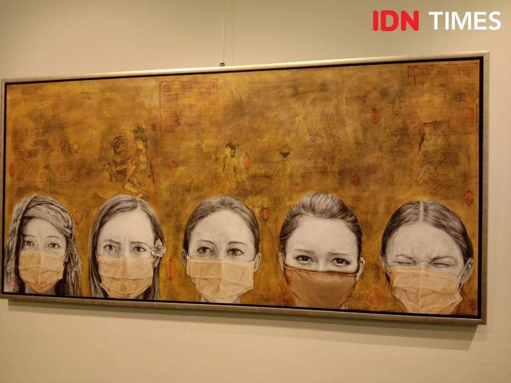 Lukisan kaarya Polenk yang terinspirasi dari Kutukan Dewi Danu. (IDN Times/Ayu Afria Ulita)