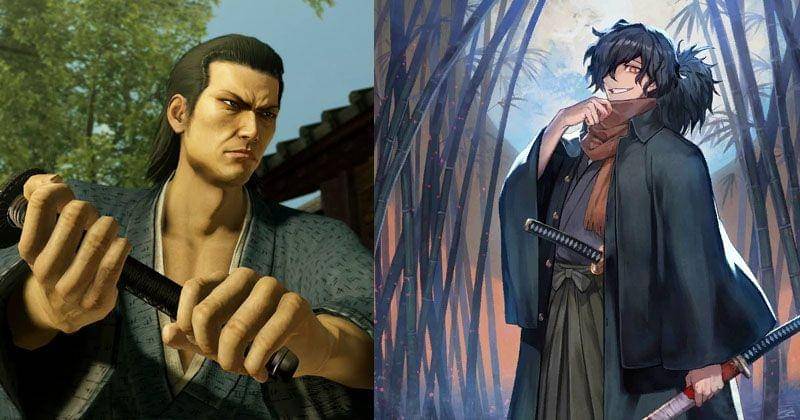 Yang kiri adalah Okada Izo di game Ryu ga Gotoku, yang kanan dari FGO. Keduanya terinspirasi dari Okada Izo asli. Berbagai Sumber