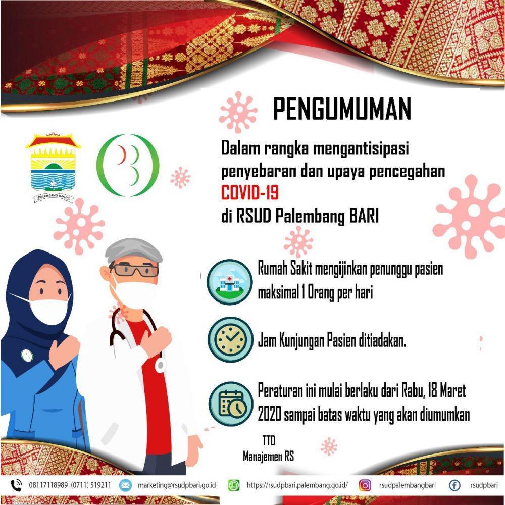 Masa Social Distancing, Rumah Sakit di Palembang Setop Jam Kunjungan