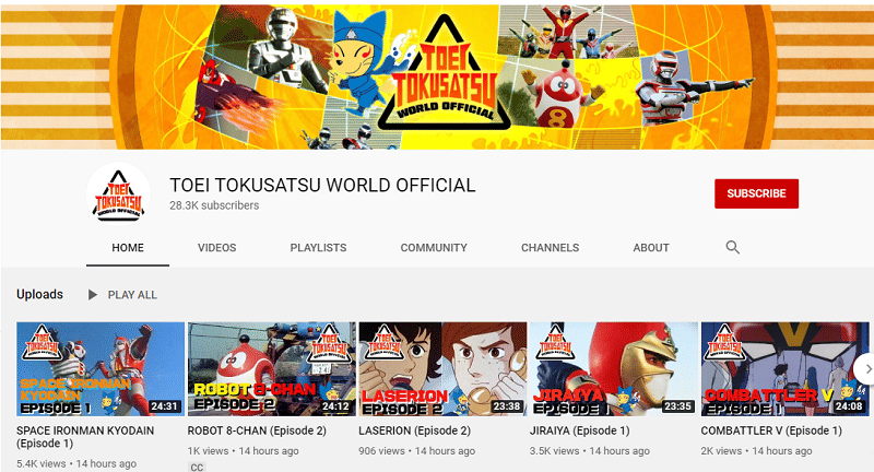 youtube.com/TOEI TOKUSATSU WORLD OFFICIAL