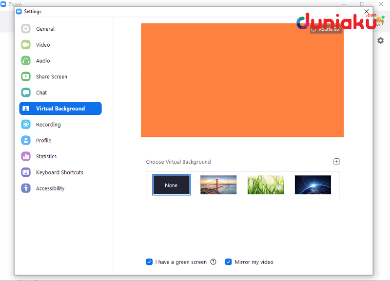 Pengaturan Virtual Background di aplikasi desktop. duniaku.com/Adhitya Daniel