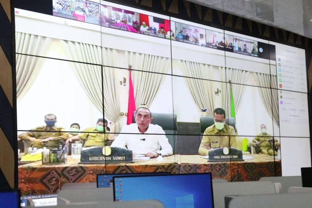 Video teleconference dengan Gubernur Sumut (Dok. IDN Times/istimewa)