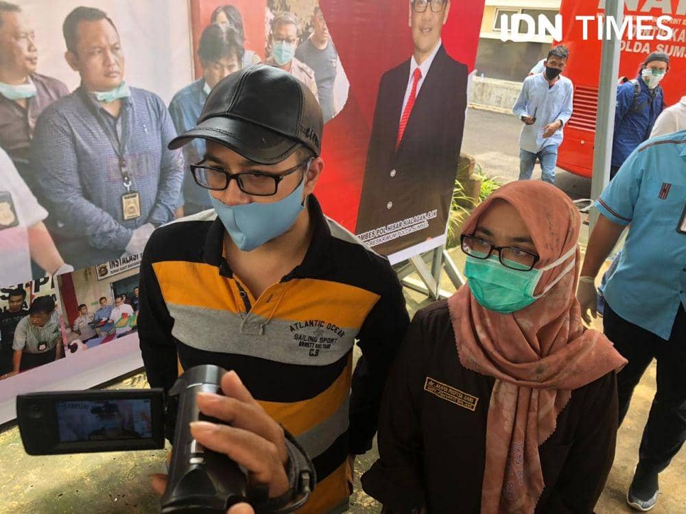 Majikan korban saat di Polda (IDN Times/Rangga Erfizal)