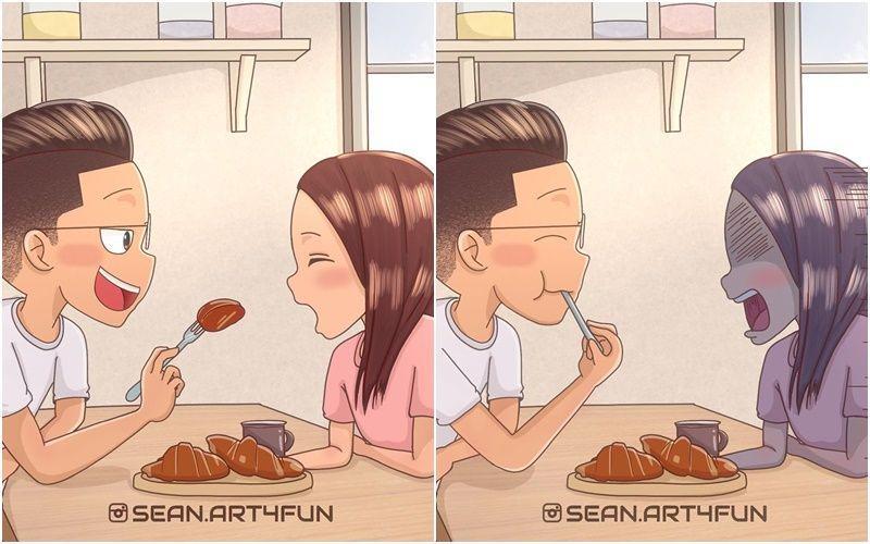 13 Ilustrasi Kocaknya Pasangan Muda, Sifat Jail Justru Bikin Gemas!