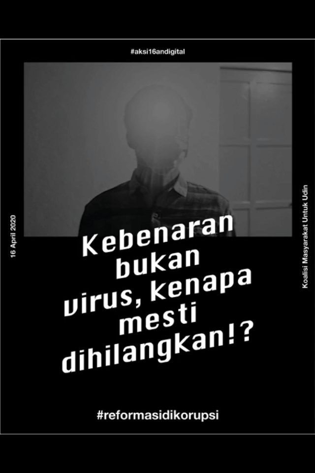 Aksi digital 16an Udin, 16 April 2020. Dokumentasi pribadi Anang Saptoto