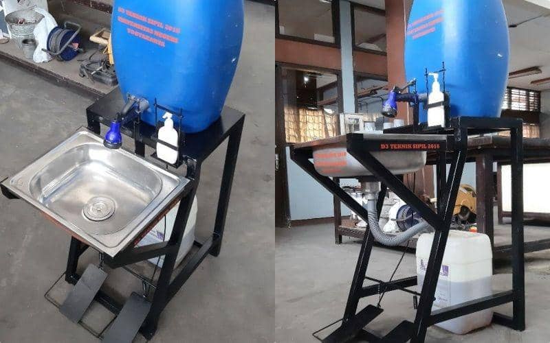 Wastafel injak portabel besutan mahasiswa UNY. Dok: istimewa