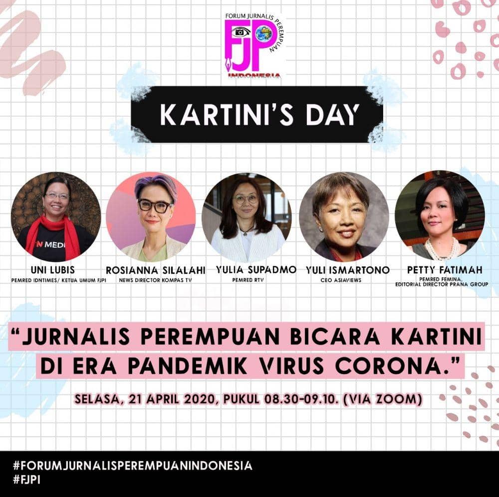 FJPI menggelar diskusi online Kartini's Day dengan pembicara para Pemred perempuan (Dok.FJPI)