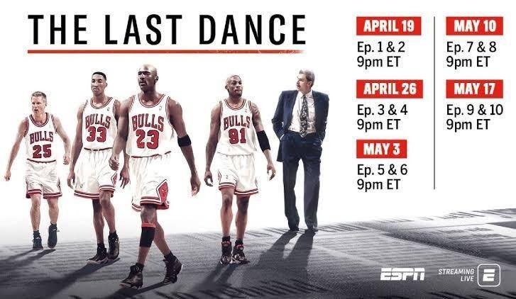 Michael Jordan, Scottie Pippen, dan skuat Chicago Bulls di The Last Dance (Website/vulture.com)