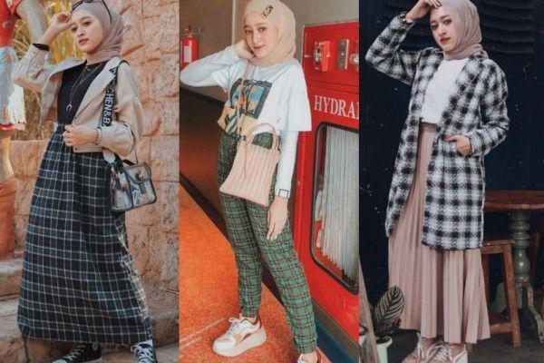 10 Kombinasi Hijab & Plaid Outfit ala Seviq Febinita, Fashionista!