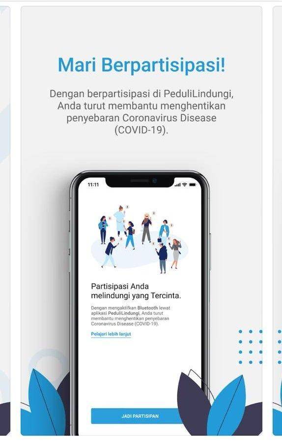 Tangkapan Layar Aplikasi PeduliLindungi