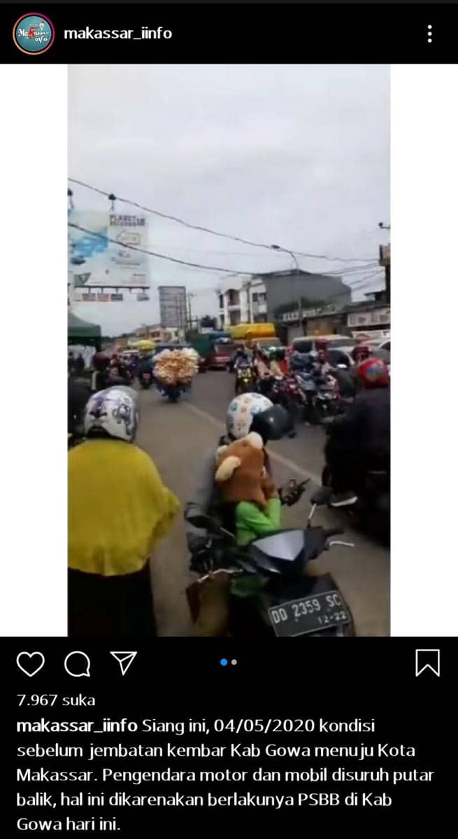Hari pertama PSBB di Gowa. / IG makassar_iinfo