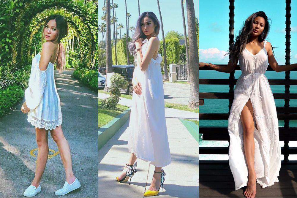 10 Ide Outfit Serba Putih ala Vinna Gracia, Glamour dan Atraktif!