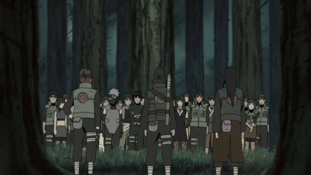 Momen ninja muda Konoha dilarang melawan Ekor Sembilan. (Dok. Pierrot/naruto-shippuden)