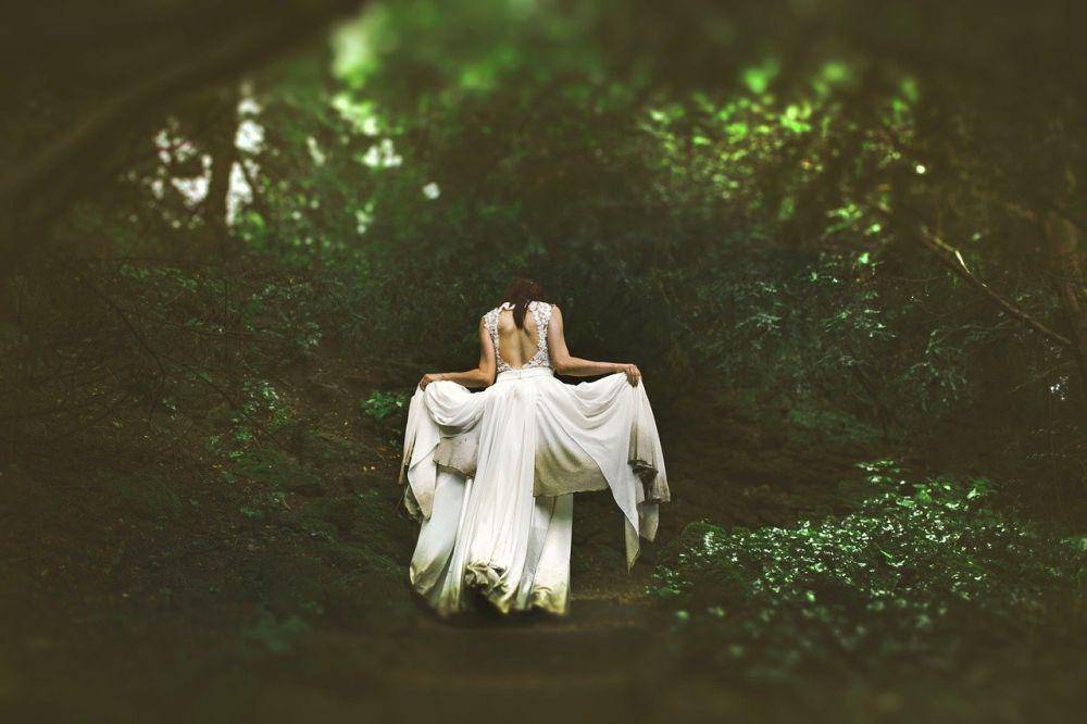 ilustrasi gadis berjalan di hutan (pixabay.com)