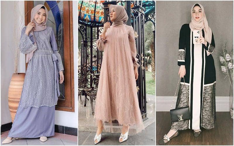 Referensi Gamis dengan Hijab Seleb buat Lebaran, Simpel & Elegan