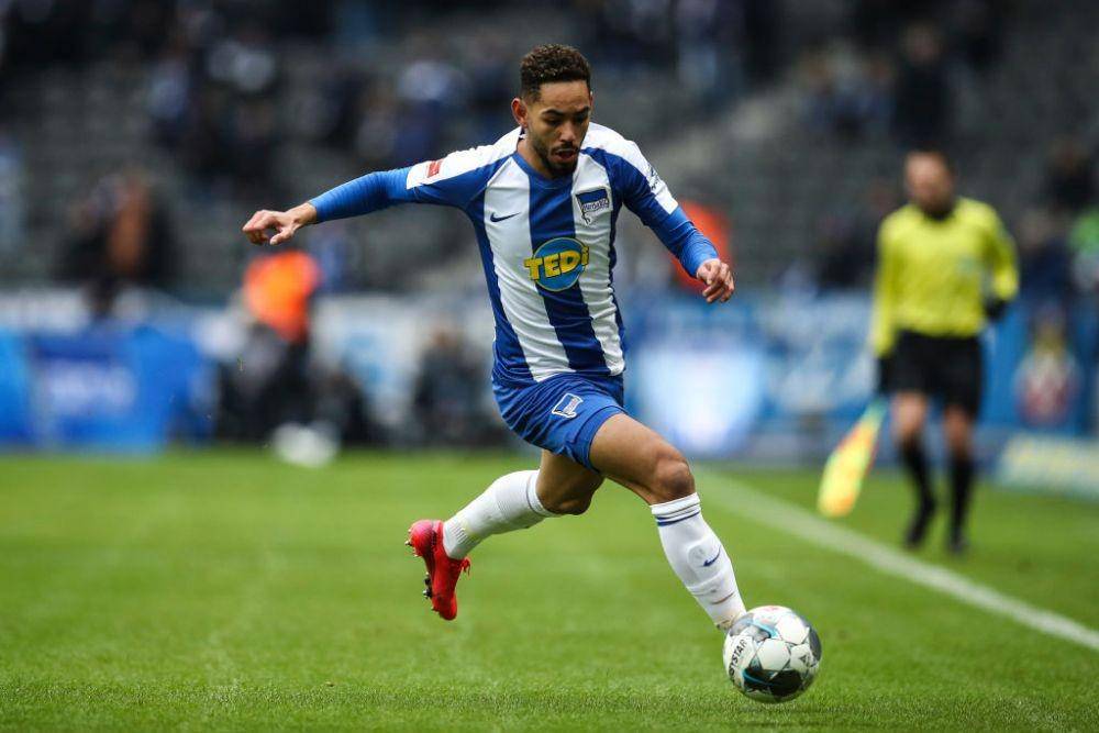 Matheus Cunha beraksi bersama Hertha Berlin di laga lawan Werder Bremen, Maret 2020. (Maja Hitij/Bongarts)