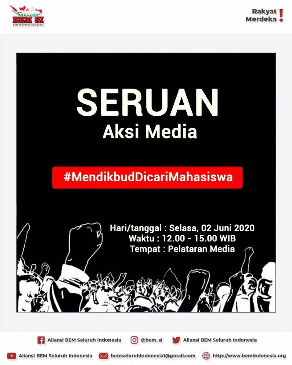 Tagar Mendikbuddicarimahasiswa (Dok. BEM SI)
