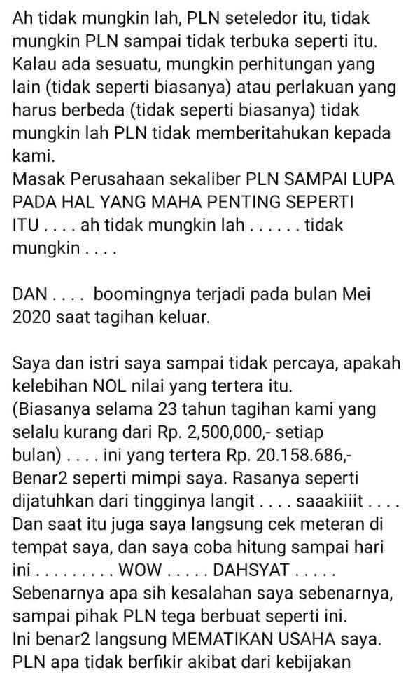 Viral Tagihan Listrik Melonjak Hingga Rp20 Juta, Begini Ceritanya