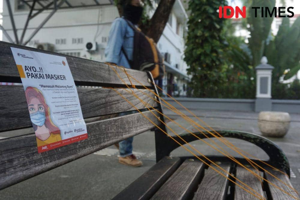 Fasilitas Physical Distancing di Malioboro Malah Dirusak