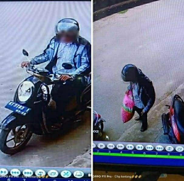 Ds yang beraksi kemudian terekam di kamera pengawas di Jalan Sejati, Kelurahan Sungai Kapih, Kecamatan Sambutan pada Senin, 15 Juni 2020 (Dok. Polsek Samarinda Seberang/Istimewa)